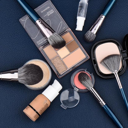 Professional Makeup Brush Set 14Pcs Makeup Brushes Kit Foundation Eyeshadow Powder Blending Eyebrow Eyelash Kabuki Brushes Cosmetic Brushes Travel Kits With Leather Bag Gift