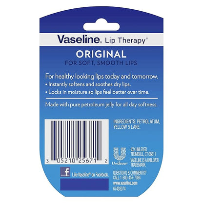 Vaseline Lip Therapy Original Mini Counter Display 2-Packs (6 Jars) – Bulk Lip Balm, Moisturizer for Soft, Smooth & Glossy Lips, 0.25 Oz Ea