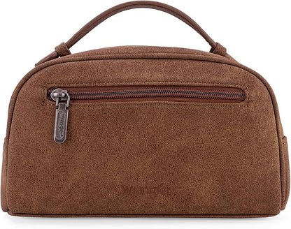 Montana West Wrangler Makeup Bag for Women Small Cosmetic Toiletry Bags Western Make Up Pouch Durable Cute Travel Purse, Brown