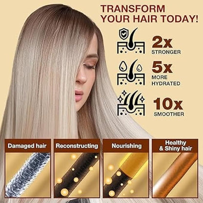 Collagen Hair Treatment Mask, for Dry & Damaged Hair, (Trataniento Para Cabella Seco y Matratados) is Keratin, Maca Essence All Cleanses Treated Hair Relaxes The Tense Scalp 8.8FL OZ,250ml