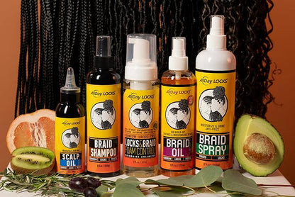 AllDay Locks Scalp Oil (4 oz) | Soothing, Nourishing Conditioner for Dry, Itchy Scalp | Sunflower, Lavender, Tea Tree Oil | Relieve Soreness & Tension in Braids, Locks, Twists, Cornrows | 4 oz