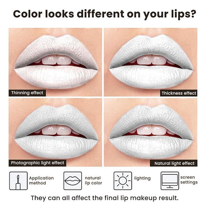 Pearl White Liquid Lipstick - Long Lasting, Smudge Proof, Transfer Resistant Lip Color, Waterproof, Non-Transfer Formula (Infinite Illusion)