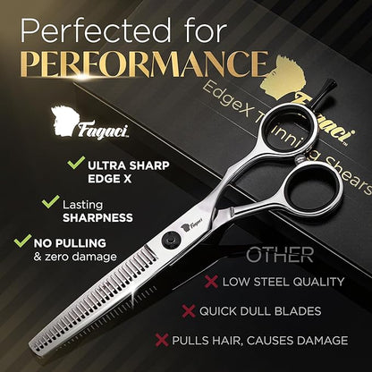 Fagaci Thinning Shears for Hair Cutting 6" Razor-Sharp, Hair Thinning Scissors with Precise Cut, Texturizing Shears Lasting Sharpness and Durable Steel