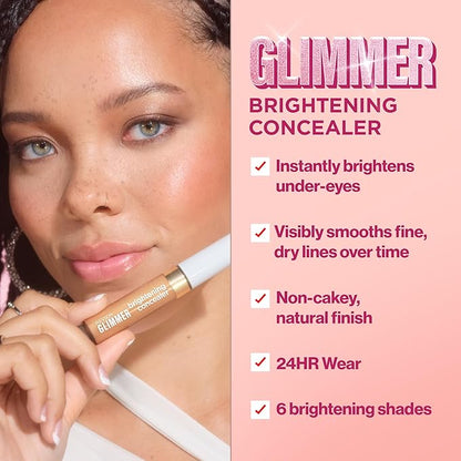 Revlon Glimmer Brightening Concealer, Liquid Under Eye Makeup, Made with Caffeine, Vitamin C, & Stevioside, 155, 0.3 fl oz