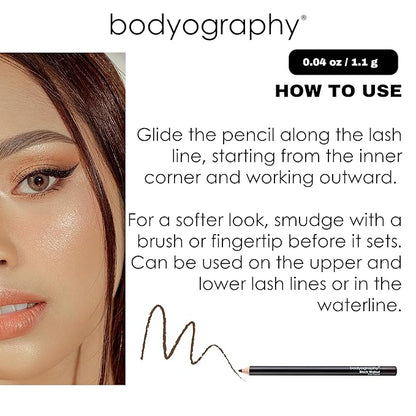 Bodyography Cream Eye Pencil, Midnight Blue - Navy Wooden Eyeliner for Eyes & Eyebrows, Long-Lasting Cruelty-Free Coconut Oil Cosmetic Liner