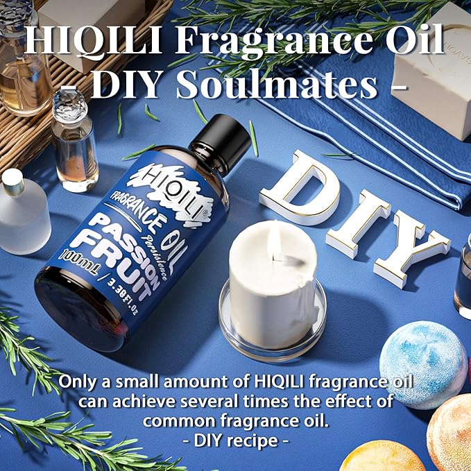 HIQILI Passion Fruit Fragrance Oil for DIY Candle, Soap, Perfume Making, Essential Oil Diffuser Use, Long Lasting Fresh & Exotic Scents - 3.38 Fl Oz