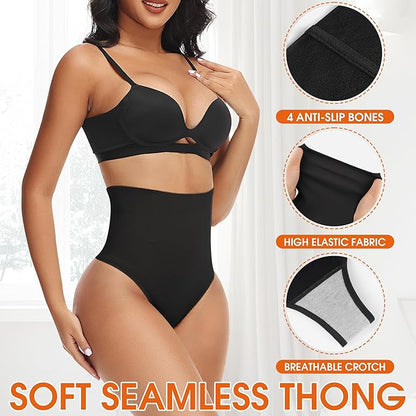 Niceuare Tummy Control Thong Shapewear for Women High Waist Body Shaper Underwear Seamless Comfortable Panty Thong