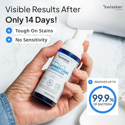 Swissklip ShineFoam | Teeth Whitening Foam | Mint Flavor Whitening Toothpaste | Teeth Whitener I Professional Teeth Whitening Kit | 100% Vegan - Made in USA - 1.69 oz - Pack 1