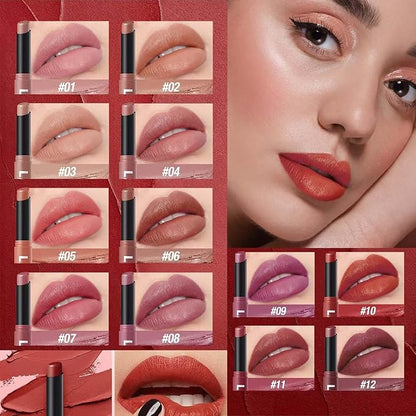 Matte Lipstick For Women Girls 24Hr Wear Waterproof Long Lasting Hypoallergenic Lipsticks - Lightweight Non-Drying, Fade-Resistant Formula 12 Trendy Colors for Daily Use Vegan & Cruelty-Free 09