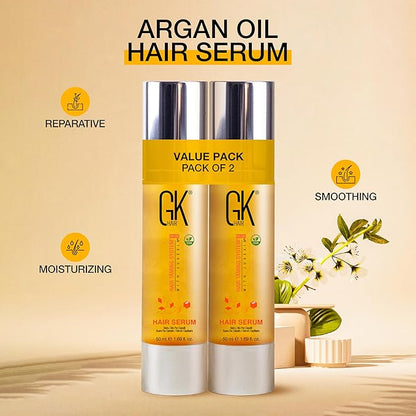 GK HAIR Oil For Frizzy Hair- Anti Frizz Hair Seurm - Perfect Lightweight Hair Oil For Keratin,Frizzy,Curly, Dry & Damaged ends- Paraben, Phthalate and Sulfate Free Pack of 2 (1.69 Oz)