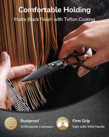 ULG Hair Cutting Scissors – Professional Stainless Steel with Teflon Coating, Ergonomic Offset Handle, Precision Blade for Layers & Detail, Ideal for Barbers Willow Leaf Shears