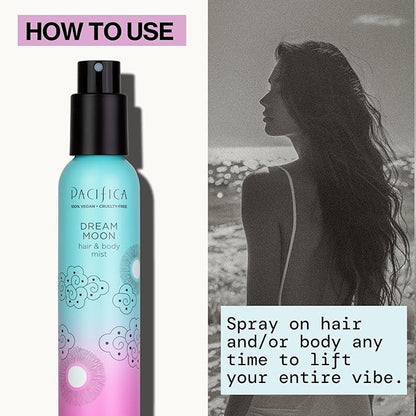 Pacifica Hair Perfume & Body Fragrance Spray Mist - Dream Moon with Bergamot, Pear, Pink Rose, Coconut, Vanilla, Sandalwood & Patchouli – Alcohol-Free, Vegan & Cruelty-Free, 5 oz (1 Count)
