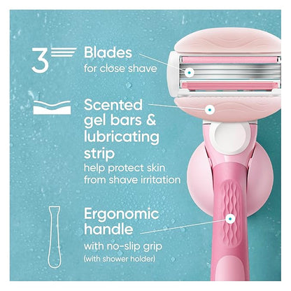 Gillette Venus ComfortGlide White Tea Women's Razor, Handle + 4 Blade Refills, Holiday Gifts for Women