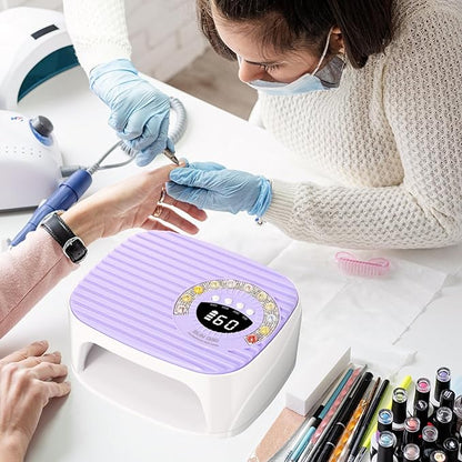 LIMEGIRL UV LED Nail Lamp Kit for Gel Polish Professional Fast Curing Purple Dryer Light Set with 45PCS Lamp Beads and Gloves Cordless Rechargeable Nail Art Cure Machine for Manicure Pedicure