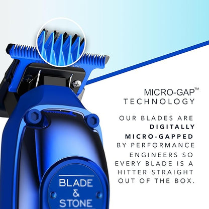Blade & Stone Professional Hair Trimmer for Men PT301 | Diamond-S Blade | Micro-Gap Tech | 7200 RPM Durable Motor, All-Metal, Cordless Hair Trimmer - Big Blue