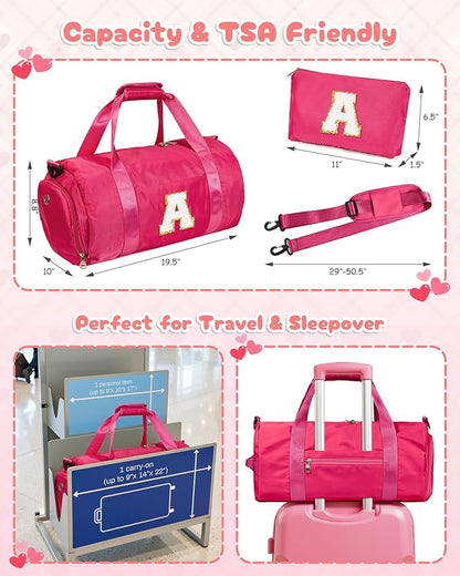 Birthday Gifts for Niece, Girls Travel Duffel Bag, Kids Initial Overnight Bags with Shoe Compartment, Customized Sport Gym Weekender Bag with Makeup Pouch, Sweet 16 Gift for Girl (Letter B)