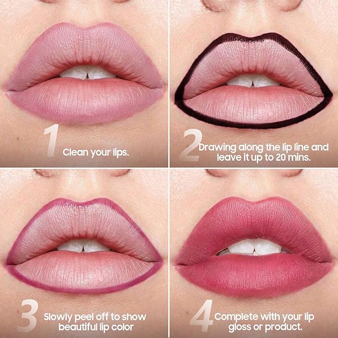 Peel Off Lip Stain Natural Lip Color - Waterproof Lip Liner Stain for Women All Skin Types, Lip Liner Long Lasting Transfer Proof & Smudge-Proof Moisturizing Easy to Use (Nude)