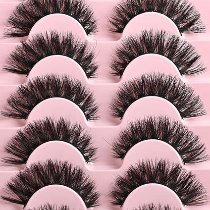 FARRED Lashes Cat Eye False Eyelashes Fluffy Wispy Lash Strips Natural Voume Fake Eyelash Mink Eye Lashes Natural Looking 7 Pairs Full Short Strip Pestañas Set Small Cateye Easy Lashes for Beginners