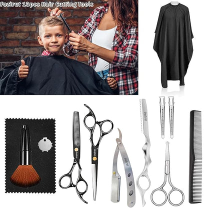 Professional Barber Scissors Set - Hair Shears Kit, Thinning Shears for Salon Haircut & Bang Trimming