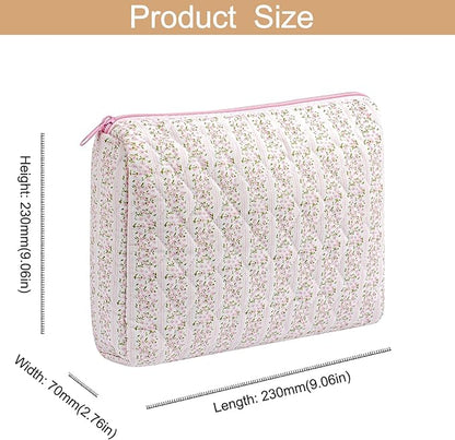 Makeup Bag Travel Cosmetic Bag for Women Girls, Zipper Make Up Pouch, Floral Flowers Toiletry Organizer Makeup, Portable Storage Cosmetic Travel Cloth Bag (2 Pack (L+S)/Pink Floral)