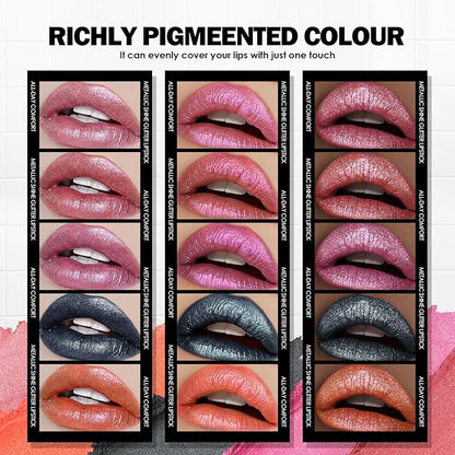 Anglicolor Glitter Metallic Pink Purple Lipstick,High Impact Lipcolor,Lightweight Hydrating Formula Smooth and Non-Sticky,Violet Lipstick For Women,Full-Coverage Lip Makeup(06 RED VIOLET, 4g)