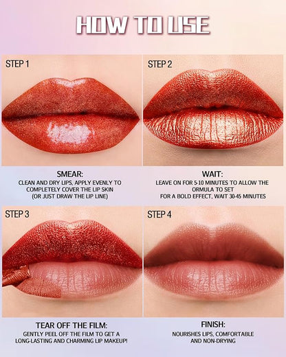 Peel Off Lip Liner Stain, Long Lasting Waterproof Transfer-Proof Lip Tint Stain Peel Off, Non-stick High Pigmented Lip Gloss Lipliner Tattoo, Liquid Tinted Lipstick, Lip Makeup Gift for Women Girl-05