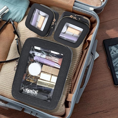 Clear Makeup Bag with Mini Cosmetic Bags,Travel Toiletry Bag for Women,Portable Cosmetic Bag Case, Transparent Waterproof Cosmetic Organizer Storage Bag for Women Men