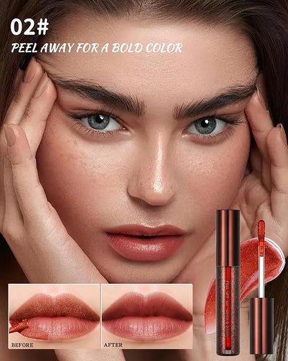 Peel Off Lip Liner Stain, Long Lasting Waterproof Transfer-Proof Lip Tint Stain Peel Off, Non-stick High Pigmented Lip Gloss Lipliner Tattoo, Liquid Tinted Lipstick, Lip Makeup Gift for Women Girl-02