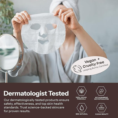 Retinol & Vitamin E Sheet Mask - Anti-Aging, Acne Scar & Hyperpigmentation - Hydrating, Dermatologist Tested Korean Skincare - Clean Beauty, Cruelty-Free, All Skin Types - 5 Masks