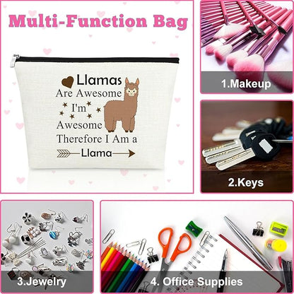 Mxrymvu Llama Gifts for Women Llama Makeup Bag Llamas Lover Gift Llamas Themed Cosmetic Bag Animal Lover Present Graduation Christmas Birthday Present for Daughter Travel Pouch