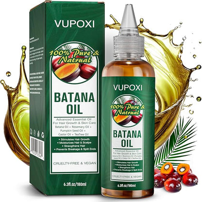 5-in-1 Batana Oil for Hair Growth | Liquid Blend with Rosemary, Pumpkin, Tea Tree, Castor Oil - 180mL (6.3 fl.oz)