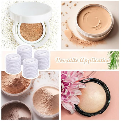 100 Pcs Cotton Powder Puff Washable 2.36 Inch White Round Cosmetic Face Powder Makeup Puffs with Ribbon Body Cosmetic