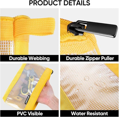 TICONN Tool Pouch, 1680D Oxford Small Tool Bag, Tool Pouches with Zipper, Clear Utility Bag Zipper Pouch for Tool Organizers and Storage (6PK Combo)