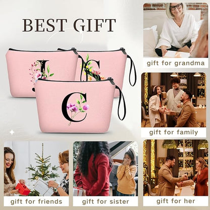Birthday Thank You Appreciation Monogrammed Gifts for Mom Aunt Teacher Sister Friend Coworkers Bride Bridesmaid Makeup Cosmetic Bag with Mirror Mothers Day Christmas Graduation C