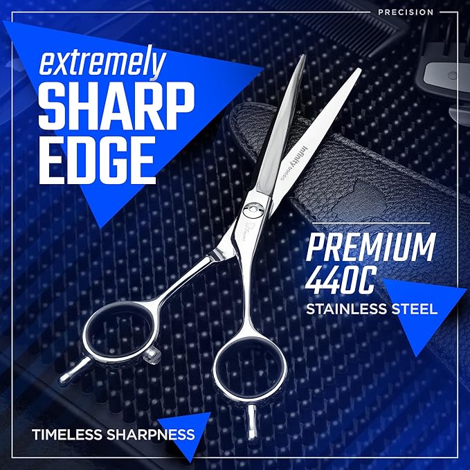 Fagaci Professional Hair Cutting Scissors 5” Super Sharp Thin Blades, 440C Steel for Maximum Precision Hair Scissors for Women & Men, Lightweight Hair Shears for Hair Cutting, Barber Scissors