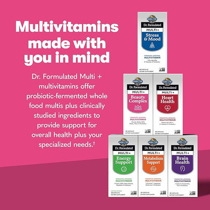 Garden of Life Dr Formulated Multi+ Beauty Complex Fermented Liposomal Multivitamin Plus Hair Skin and Nails Vitamins, French Melon SOD, Biotin & Probiotics, 30 Capsules, Supplement for Women & Men