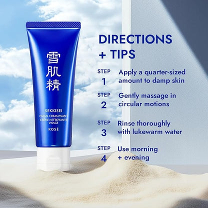 SEKKISEI Facial Cream Wash, Foaming Face Cleanser, 4.5 Ounce