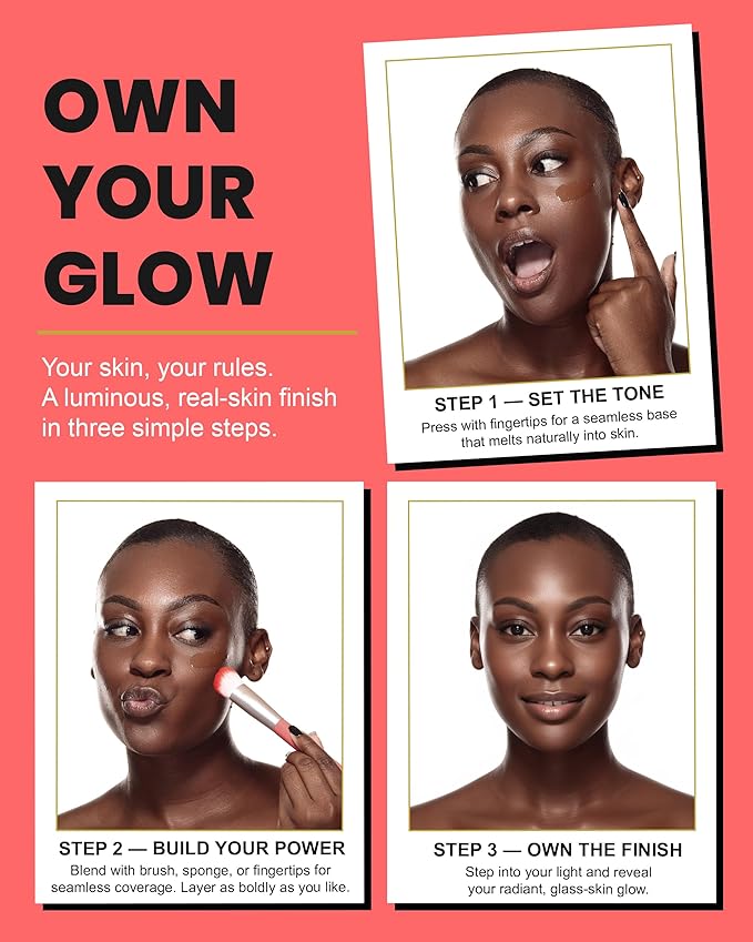 Konfident Glow Skin Tint – Porcelain Positivity Hydrating Oil-Free Glass-Skin Foundation, Buildable Light-to-Medium Coverage, 30 ml – Inclusive Clean Makeup for Radiant Confidence