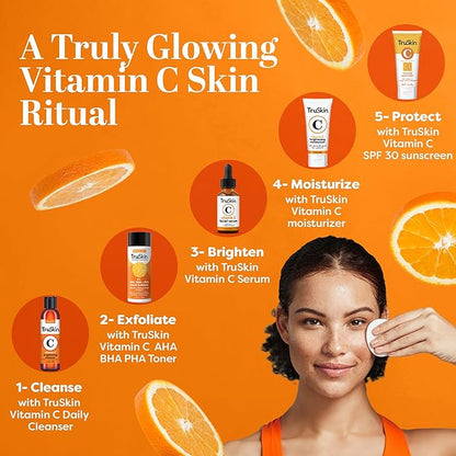 TruSkin BHA Liquid Exfoliant & Toner – PHA AHA BHA Gentle Exfoliator with Salicylic & Glycolic Acid, Vitamin C – Improve Appearance of Tone & Texture, Unclog & Minimize Look of Pores, 4.2 fl oz