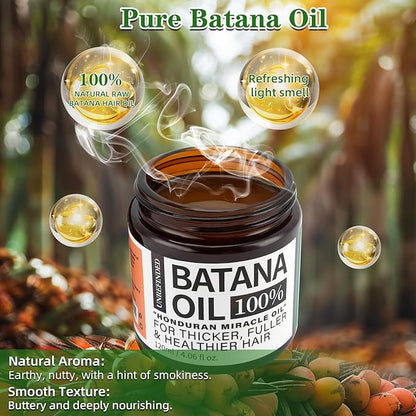 Batana Oil for Hair Growth Dr. Sebi 100% Natural, Unrefined and Organic Batana Oil from Honduras, 4.06 Ounce Jar