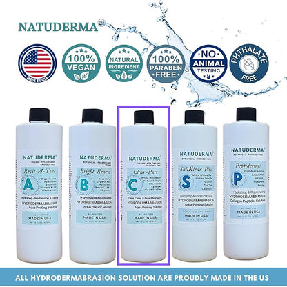 Hydrodermabrasion Solution Kit | Pore Minimizer Clarifying Serum for Hydrodermabrasion Machine, Clear Pure of 16oz | and Niacinamide Face Serum of 1oz by Natuderma