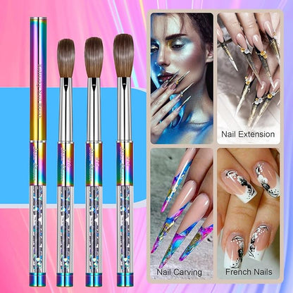 Acrylic Nail Brush Size 12, 100% Real Kolinsky Art Nail Brush for Acrylic Powder Application, Handmade Women Manicure Nail Extension Tool for Professional DIY Home Salon and Beginners