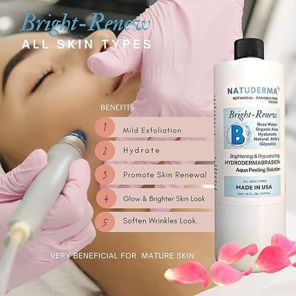 Hydrodermabrasion Solution, Aqua Peeling Serum, Solution for Wet Microdermabrasion, 3 bottles of 16 oz each, Natuderma Hydro Serum. MADE IN USA
