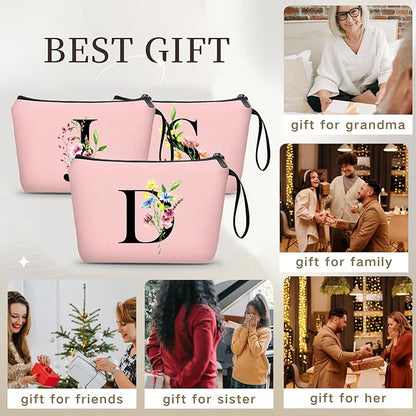 Women Birthday Maid of Honor Monogrammed Gifts for Bride Bridesmaid Sister Friend Her Teacher Makeup Cosmetic Bag with Mirror Mothers Day Christmas Graduation D