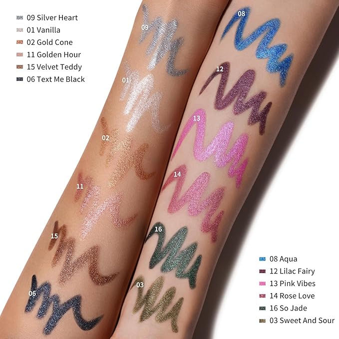 Oulac Silver Glitter Eyeshadow Pencil - Waterproof Eye Shadow Stick Smooth and Long Lasting, Shimmering Glitter Finish, Blendable Eyes Makeup, Vegan & Cruelty-Free 3.8g, (09) Silver Heart