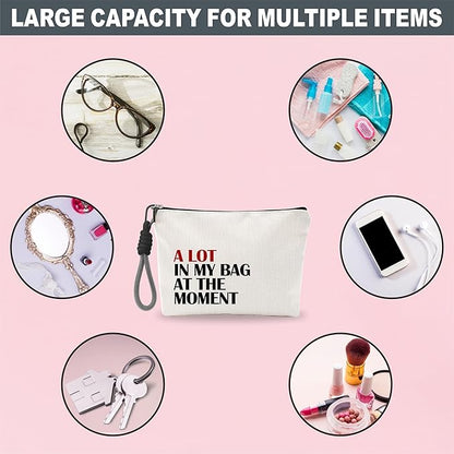 Funny Make Up Bag For Woman, Cosmetic Bag With Hand Strap - A Lot In My Bag At The Moments - Lined Toiletry Bag - Minimalism Pouch, Girl Organizer With Zipper, Women Essentials & Accessories - B09