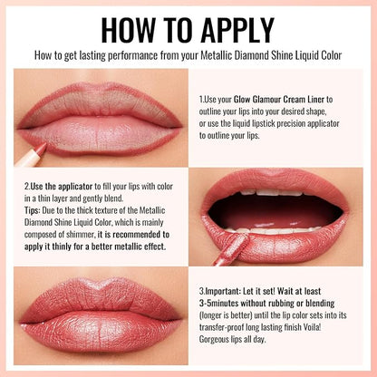 Oulac Orange Metallic Lipstick for Women, Lips & Eyeshadow 2 IN 1, Long Lasting Waterproof Lip Gloss, High Impact Lip Color, Oil-Based Formula, Vegan, MD03