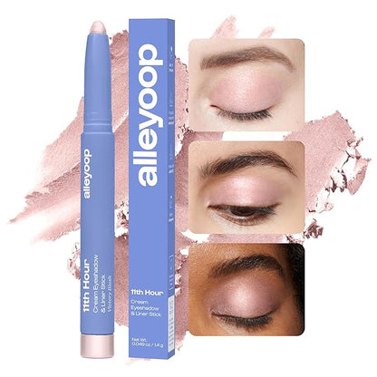 ALLEYOOP 11th Hour Waterproof Cream Eyeshadow Stick – Long-Lasting Eye Shadow Pencil & Eyeliner, Cream to Powder Stick & Highlighter – Smudge-Proof Eyeshadow Shimmer, Victory Blush Shimmer