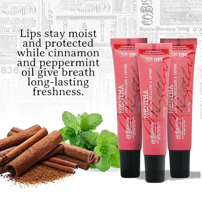 C.O. Bigelow Cinnamint Mentha Lip Shine Balm Tubes, Pack of 3 Bulk Lip Gloss with Cinnamon & Peppermint Oil, High Gloss Shine Finish, 0.5 oz
