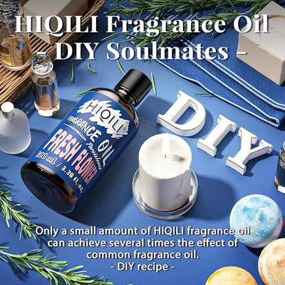 HIQILI Fresh Flower Essential Oil 100ml - Floral Fragrance Oil for Aromatherapy, Air Freshener, Large Room, Candle Scents for Candle Making, Soap Making - Fresh Scented Diffuser Oil 3.38 Fl Oz